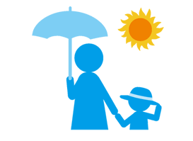 日傘や帽子を着用