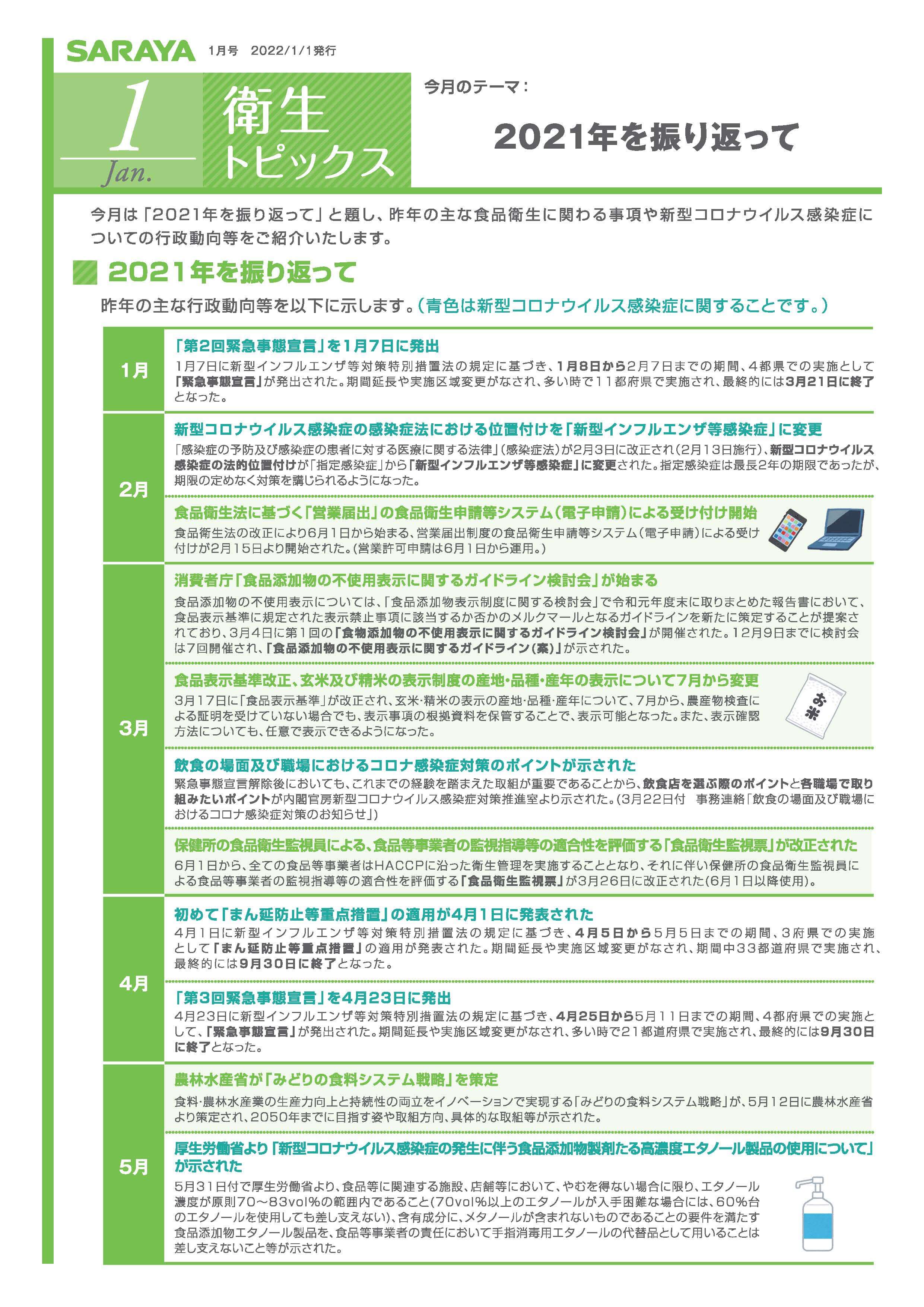 【衛生トピックス】2022年1月号　2021年を振り返って