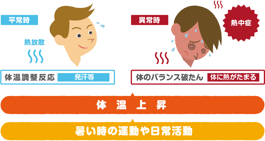 熱中症は体内に熱がこもり、体温が異常に上昇することで発症します